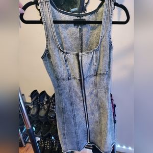 dolls kill current mood acid wash denim dress size xs